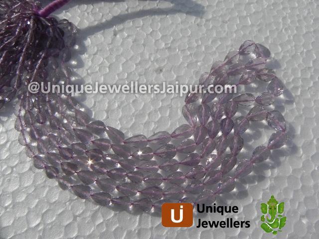 Pink Amethyst Straight Drill Faceted Drop Beads